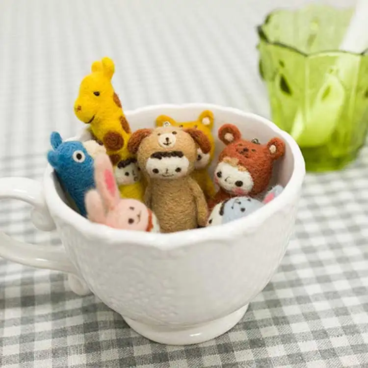 Модные женские DIY милые животные детские игрушки куклы Шерсть Войлок тыкается киттинг не готовая ручная работа шерсть материал для валяния