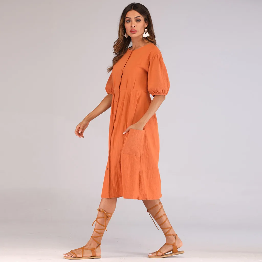 Vetement femme 2019 vestido модное женское платье с коротким рукавом круглым вырезом