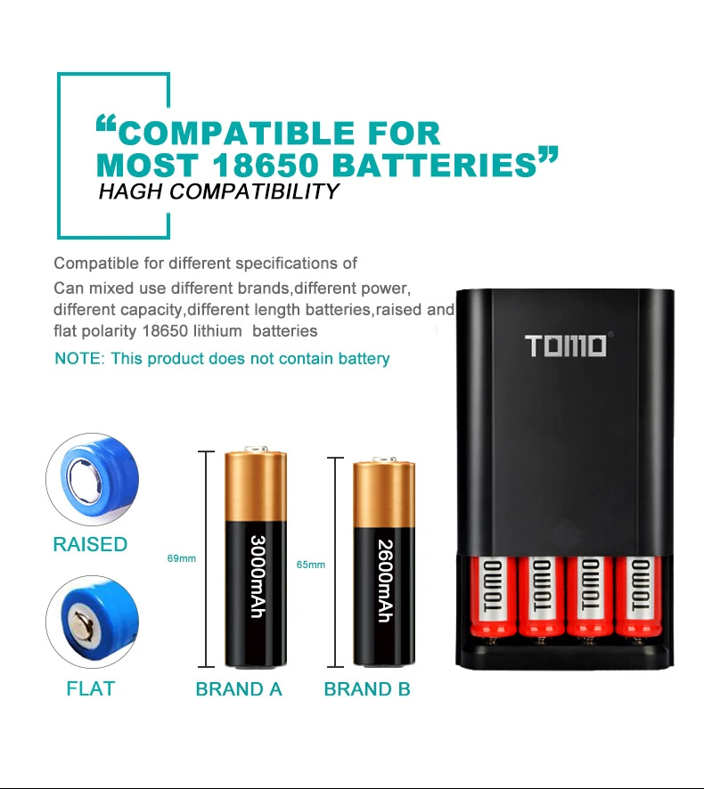 Внешний аккумулятор TOMO S4 18650 зарядное устройство для литий ионных аккумуляторов