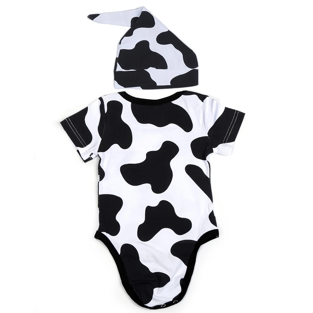 2 шт./комплект детский хлопковый комбинезон с коротким рукавом и принтом коровы |
