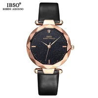 ibso shining dial women creative watches fashion leather strap ladies wrist watch reloj mujer 2019 new sk women quartz watch