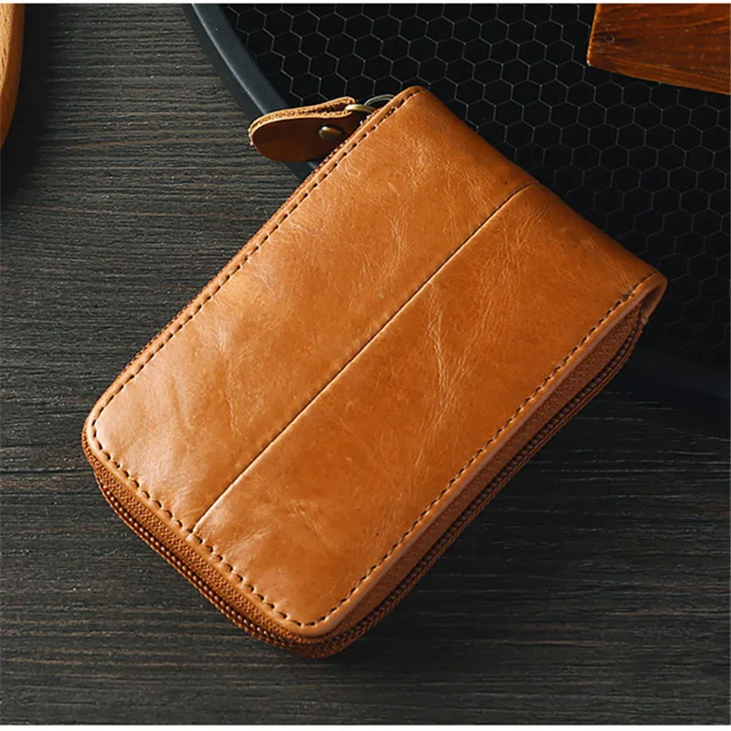BISI GORO Card Holder Business Card Case with RFID Blocking Vintage Unisex High Quality Genuine Leather Credit Card Wallets