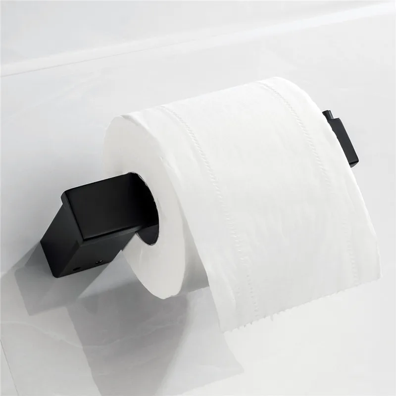 Paper Holder Новинка, SUS 304, нержавеющая сталь, аксессуары для ванной комнаты, набор, Черный Матовый держатель для бумаги, держатель для зубной щетки, держатель для полотенец, аксессуары для ванной комнаты - Цвет: Paper Holder