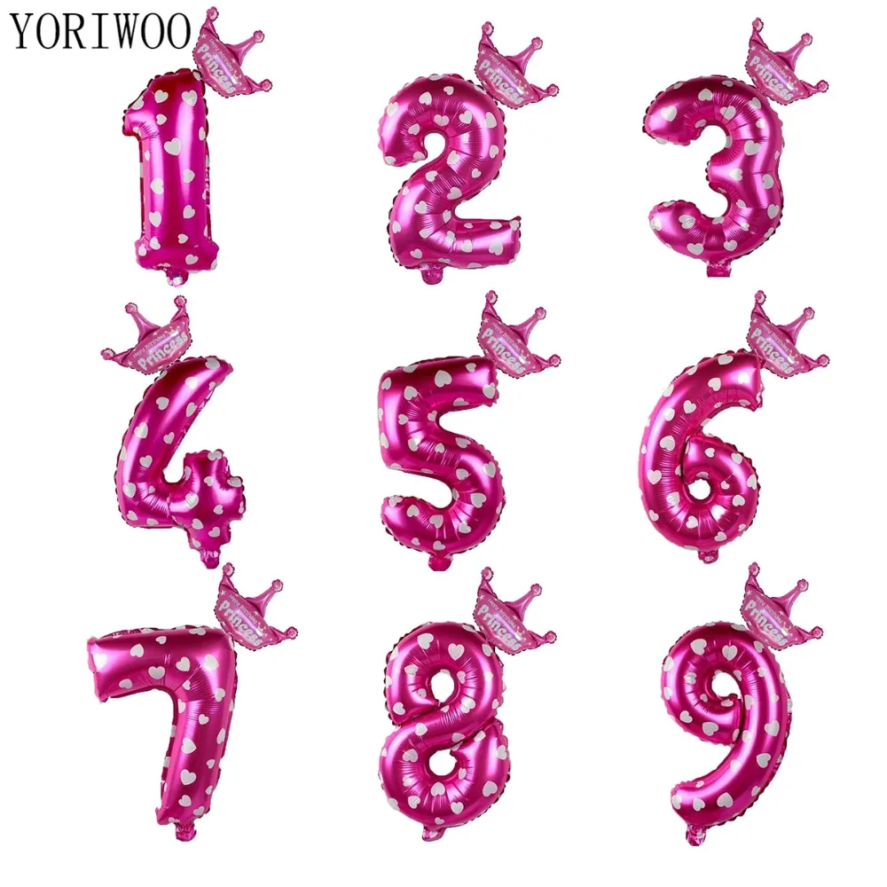 Йориу 30 дюймов Babyshower синий розовый номер фольгированные гелиевые шары 1 2 3 4 5 6 7 8 9