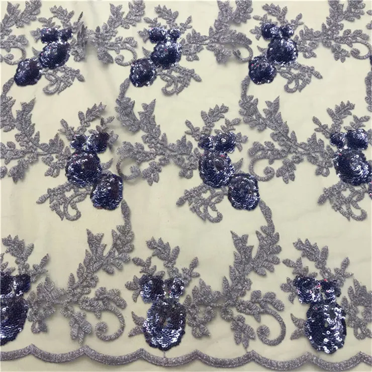 

African Lace Fabric 2018 High Quality Nigerian Tulle Lace Fabric With Sequins Velvet French Net Lace For Women Dress Lake blue
