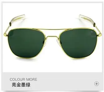 c2gold-green Авиационные солнцезащитные очки для мужчин,, высокое качество, брендовые, прямоугольные, американские, армейские, военные, оптические, AO, солнцезащитные очки, polit Oculos de sol - Цвет линз: c2gold-green