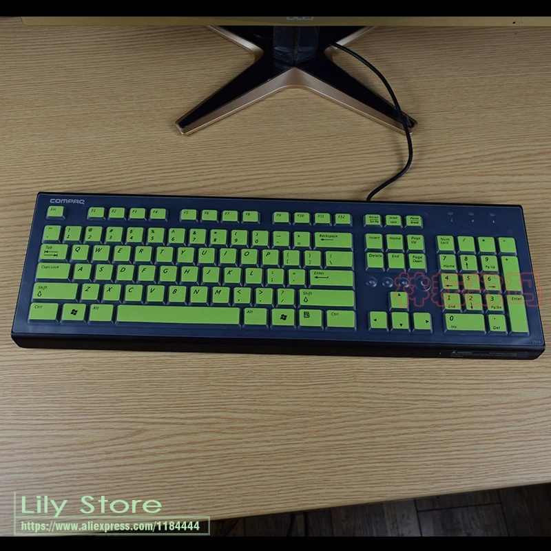 green Для Hp Compaq acer Pr1101U Настольный ПК Чехлы для клавиатуры водонепроницаемый пылезащитный Прозрачный чехол для клавиатуры защитная кожа - Цвет: green