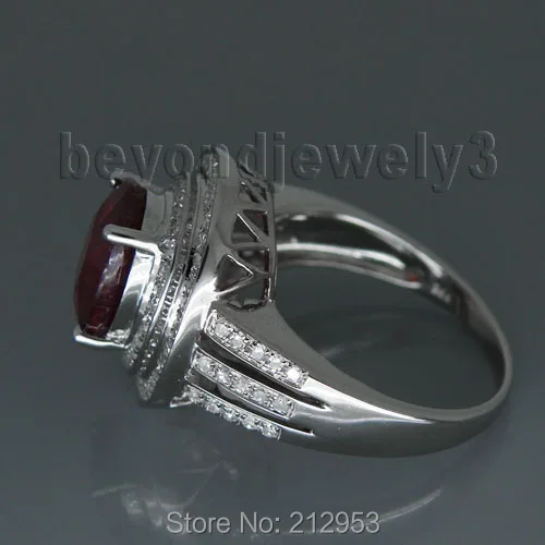Кольца LANMI из белого золота с красным рубином и бриллиантами 8x10 мм|ring ring|ruby diamond