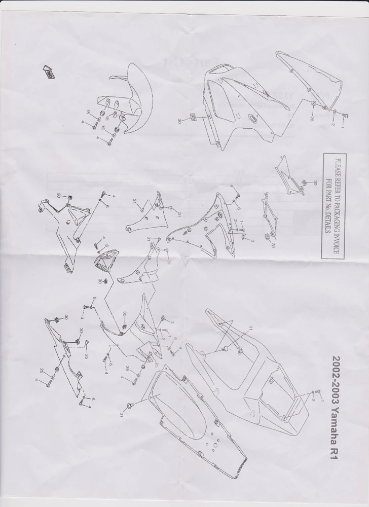 Комплект болтов для кузова мотоцикла Yamaha YZF R1 2002-2003 YZF-R1 обтекатель крепления
