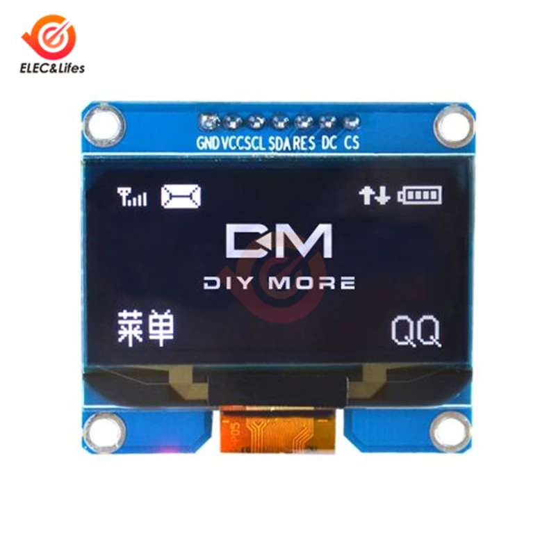 OLED-модуль 1 54 дюйма 7 контактов белый/синий/желтый с интерфейсом IIC I2C SPI |