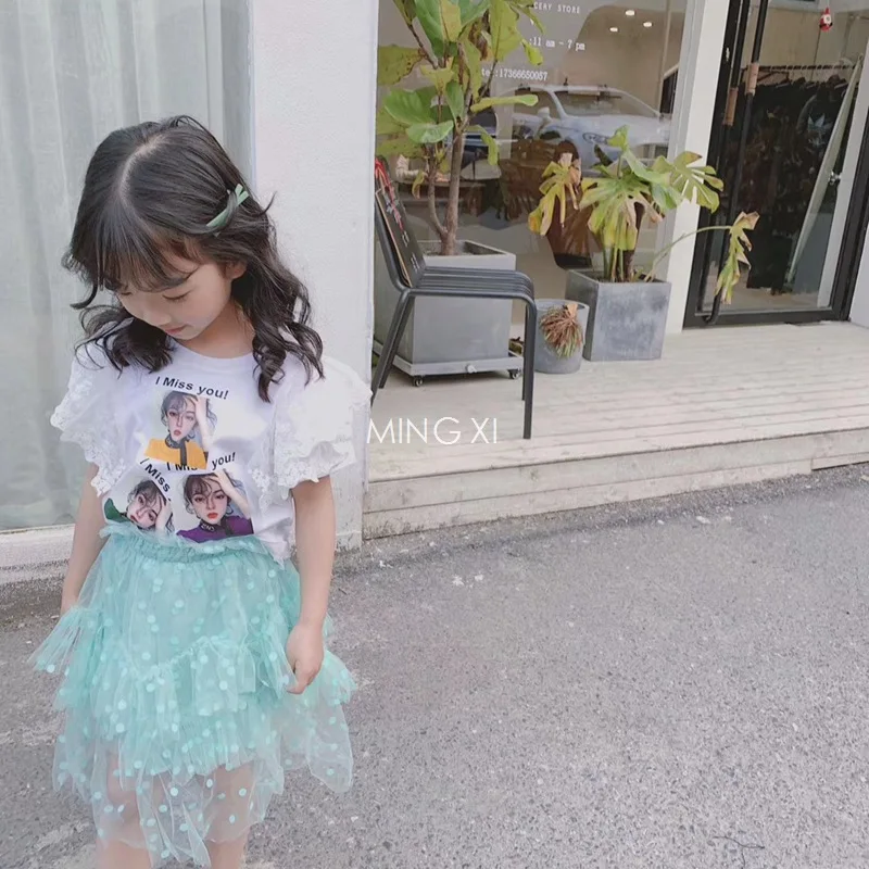 2019 летняя детская одежда футболка для девочек 3 рубашки с Аватаром кружевными