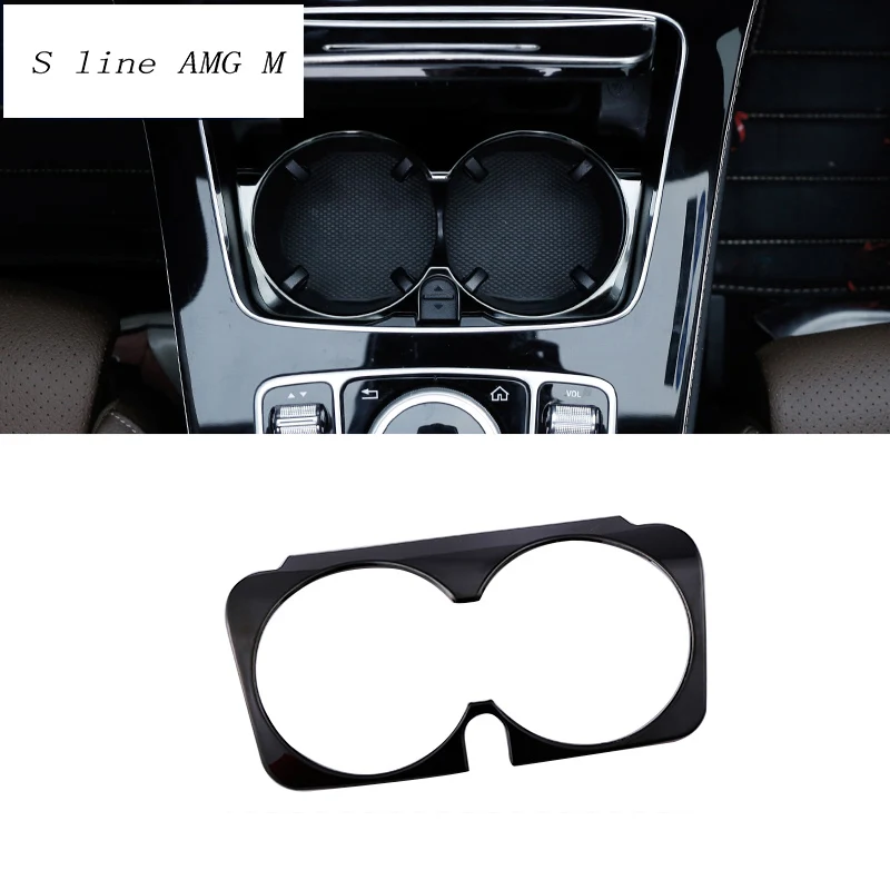 

Car Styling Car Water Cup Holder Frame Trim Sticker For Mercedes Benz C Class W205 C180 C200 C300 GLC Interior Auto Accessories
