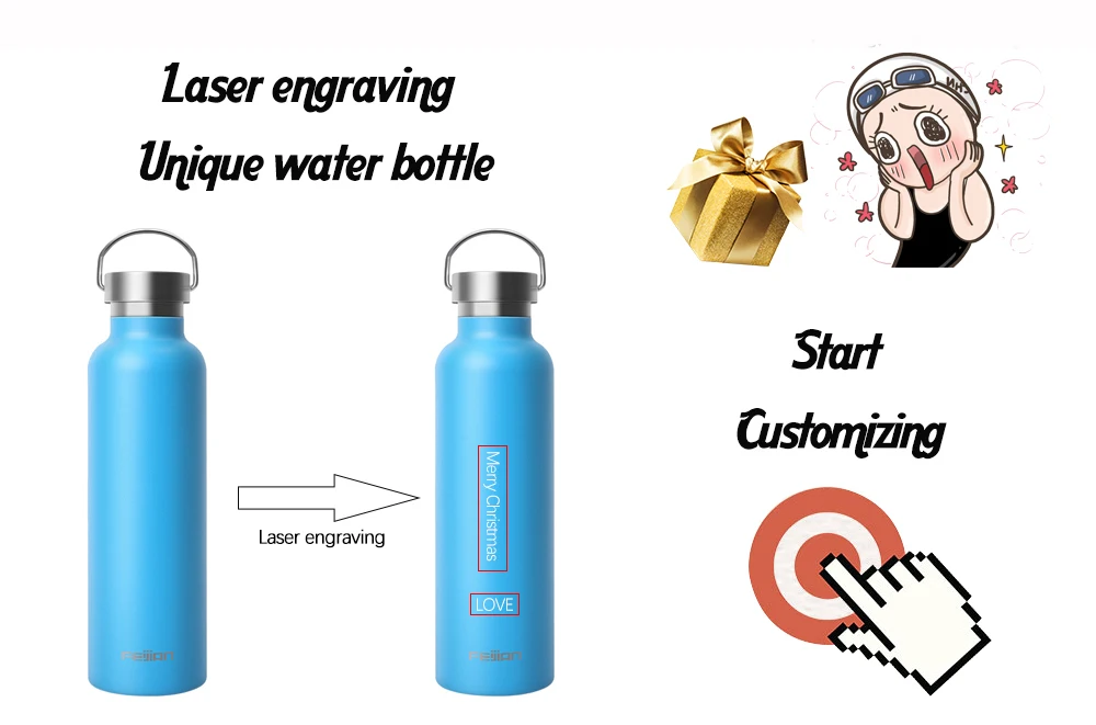 FEIJIAN Спортивная бутылка для воды из нержавеющей стали с двойными стенками, вакуумная изоляционная герметичная для путешествий, велоспорта, пеших прогулок, кемпинга