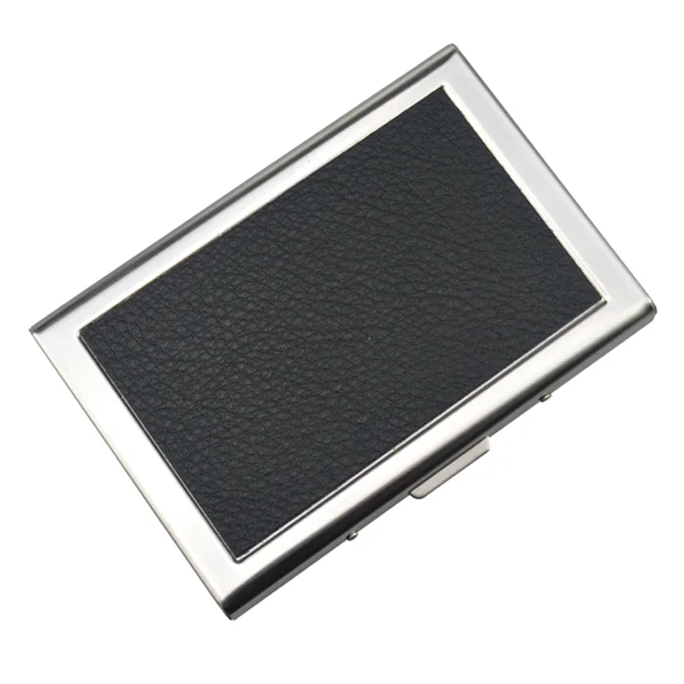 Leather Black Пастух из высококачественной нержавеющей стали Мужской кредитный держатель для карт женский металлический чехол для визиток - Цвет: Leather Black