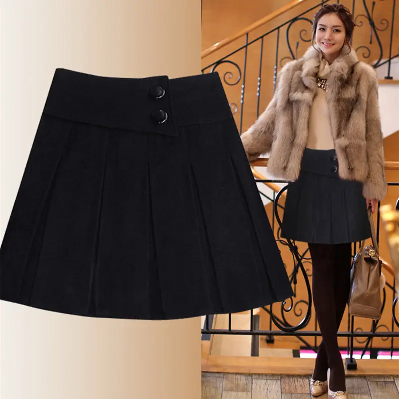 Шерстяная мини-юбка сезон зима-осень юбки для женщин коллекция 2016 года женская