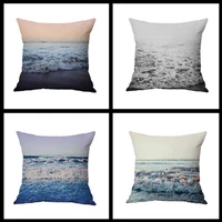 beautiful sea wave beach sunset sand linen cushion cover decorative throw pillow case sofa car home mediterranean style decor