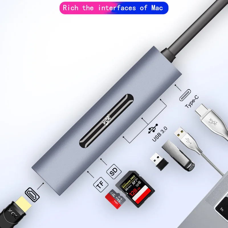 Док станция Fealushon с разъемом типа C HDMI USB хаб для ноутбуков Macbook Pro HP DELL поверхностей