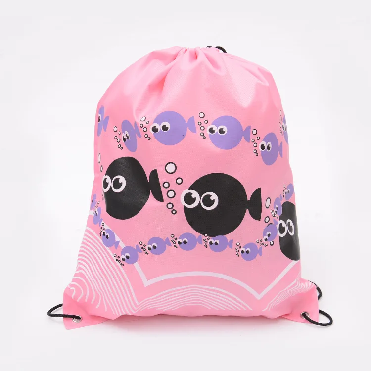 Pink fish Модные спортивные сумки со смайликом, уличная водонепроницаемая сумка на шнуровке, детские сумки для покупок, мини-сумки для девочек и мальчиков, детский рюкзак - Цвет: Pink fish