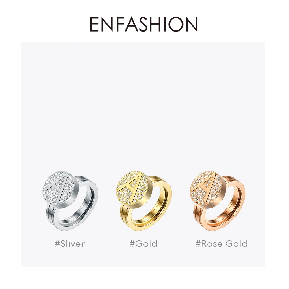 Кольцо с инициалом Enfashion женское из нержавеющей стали кольцо буквой золотого