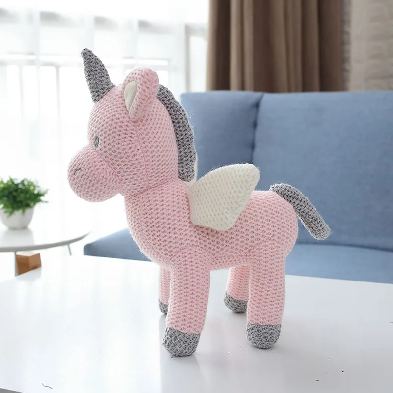 Nooer Knitted Unicorn Stuffed Animal Elephant Rabbit Bear Dinosaur Plush Toy Girls Boys Cute Baby Dolls Birthday Gift for Kids | Игрушки и