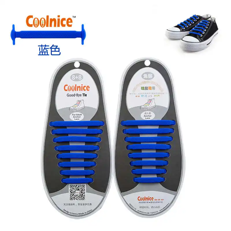 blue 16 Шт./компл. шнурки tenis случайные кроссовки Мода Унисекс Женские Мужчины Спортивное Кроссовки Без Галстука Шнурки Эластичные Силиконовые Обуви гирлянда кроссовки женские шнурки светящиеся шнурки для ботинок - Цвет: blue