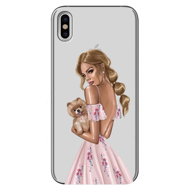 Модный Черный, Коричневый чехол для мамы и дочки iPhone 11 Pro MAX X MAX XR 8 7 6 6s Plus 5 5S SE женский силиконовый чехол для телефона - Цвет: TPU