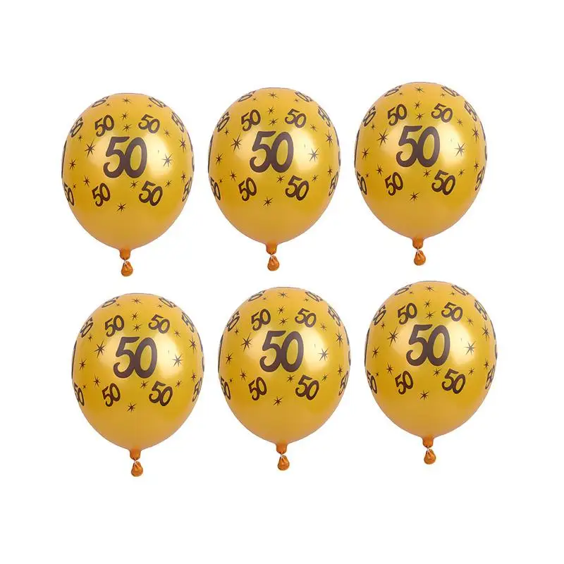 10 PCS/ Pack Golden And Black Balloon Print 30 40 50 60 Digital Latex Ball Birthday Party Decorated Wedding Anniversary Scene | Дом и сад