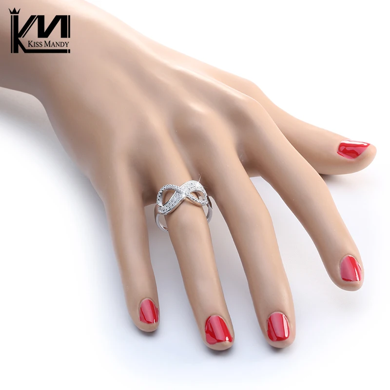 Kiss Mandy High Quality Platinum Plated Infinity Ring with AAA CZ Endless Love Symbol Wholesale Fashion Rings For Women CHR108 | Украшения