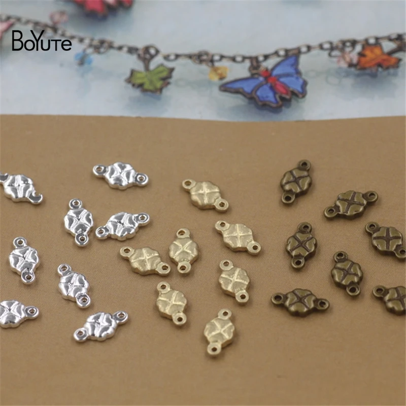 

BoYuTe 200Pcs 9*5MM Metal Brass Clover Connector Charms DIY Connectors for Jewelry Making