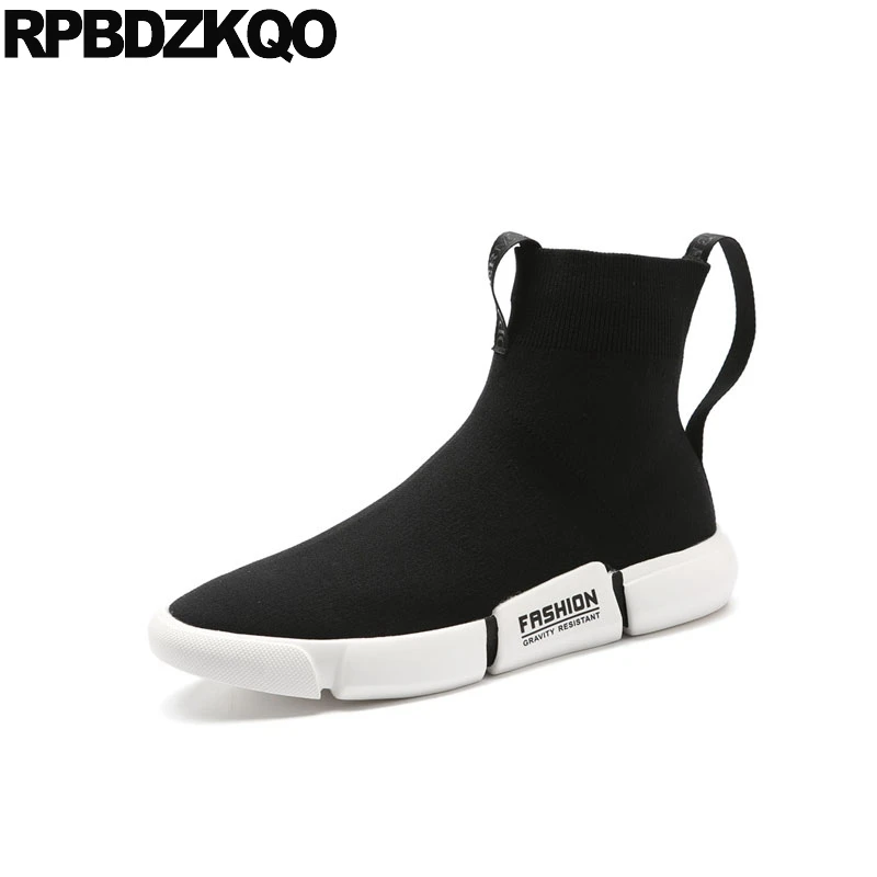 

High Sole Sock Harajuku Comfortable Top Platform Booties Trainer Thick Soled Ankle Boots Sneakers Black Men Slip On Casual Shoes