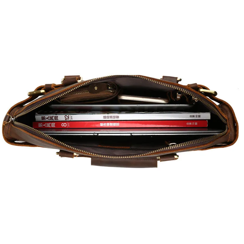 Винтажная простая деловая Мужская сумка из натуральной кожи в горошек Crazy Horse для