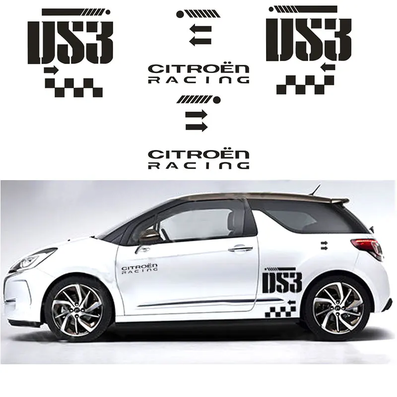 2 шт. боковые ралли графические Наклейки на автомобиль для Citroen DS3 автомобильный