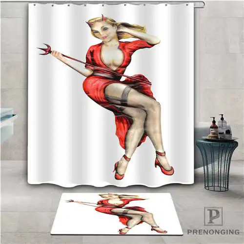 Shower Curtain Пользовательские pin-up девушки(1) водонепроницаемый занавеска для душа коврик для дома ванной комнаты полиэфирная ткань разные размеры#-01-12-264 - Цвет: Shower Curtain
