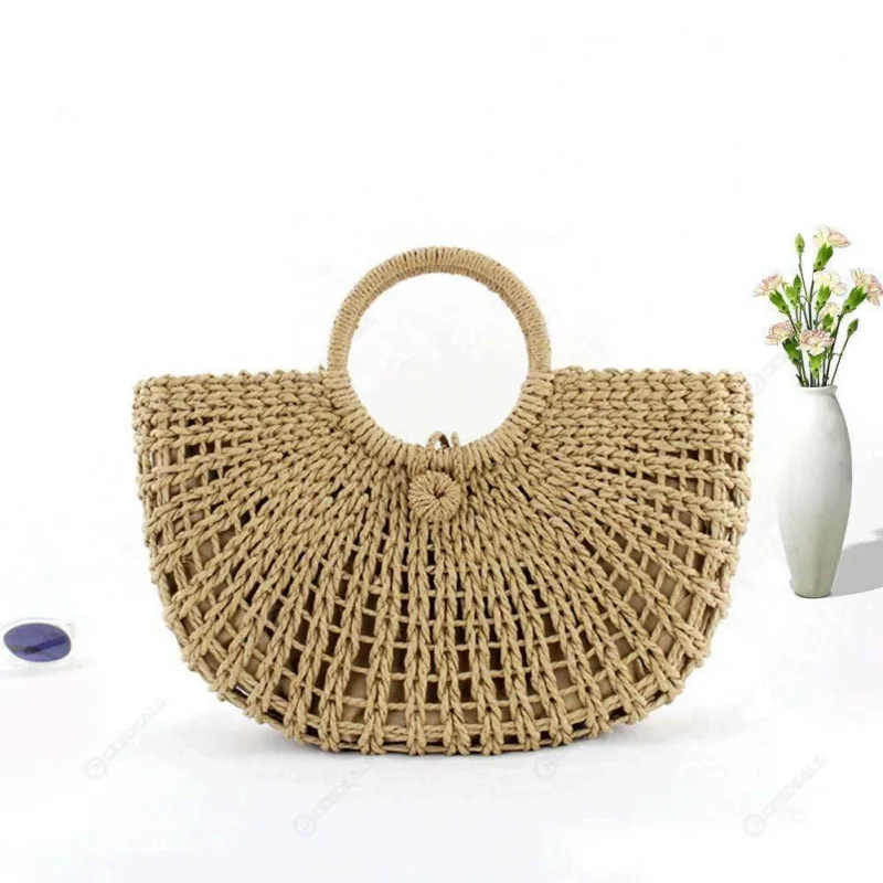 Женская Плетеная соломенная сумка тоут Элегантная плетеная пляжная Сумка из