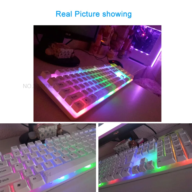 

Landas USB Wired Teclado Gaming Keyboard Backlit 104Keys Teclado Gamer Led keyboard with Similar Mechanical Feel For Desktop PC