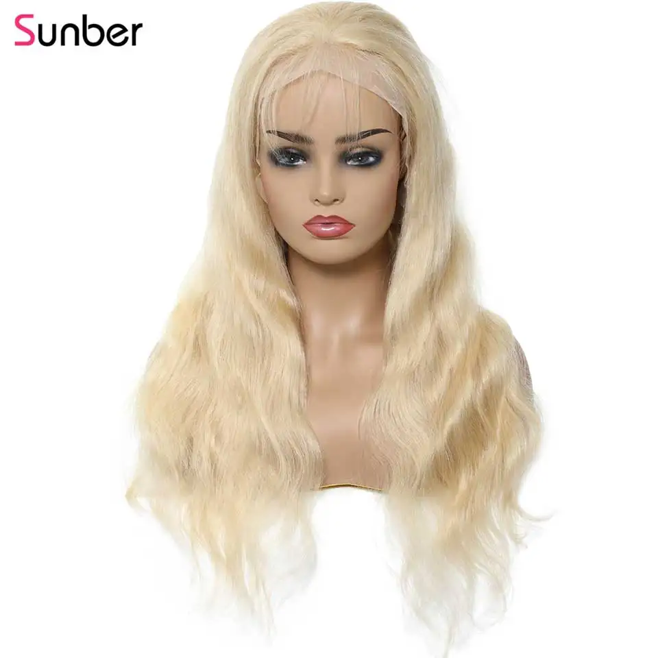 Sunber Hair, 613 блонд, объемная волна, парик на кружеве для женщин, remy hair 13x4/6, плотность 150%, бразильский предварительно выщипанный прозрачный парик на шнурке