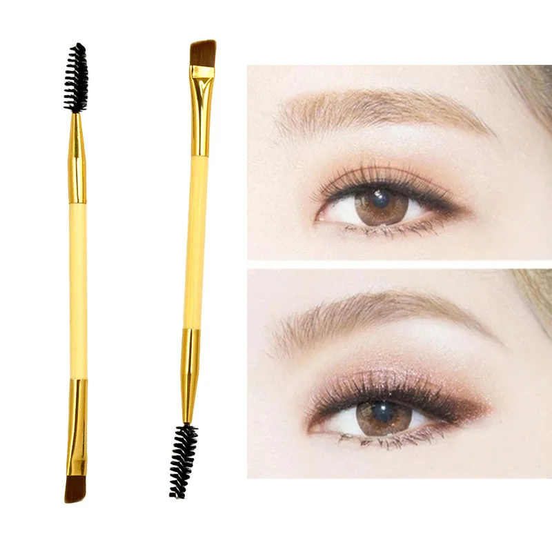 1 шт. высокое качество инструмент макияж бамбук ручку дважды брови кисти + гребень
