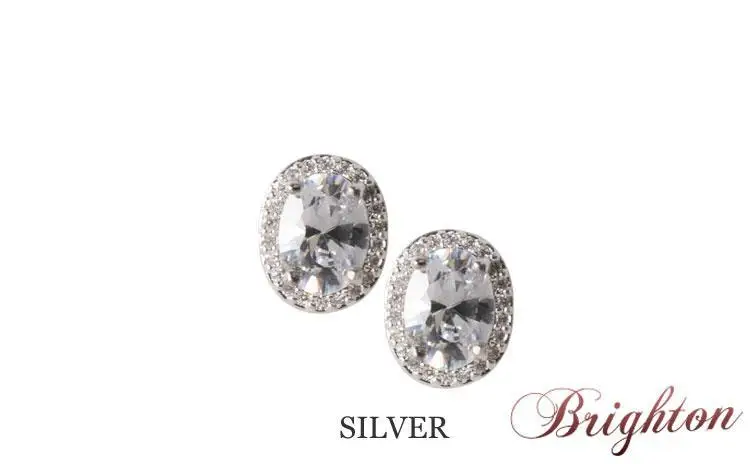 Brand jewelry silver plated AAA zircon high quality crystal stud earrings for exquisite women bricons|stud crystal|earring designs womenstud diy |