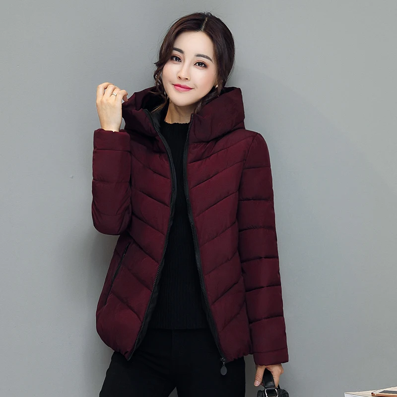 Winter new women's plus size loose hooded cotton clothing fashion casual solid color zipper top female wild Slim models | Женская