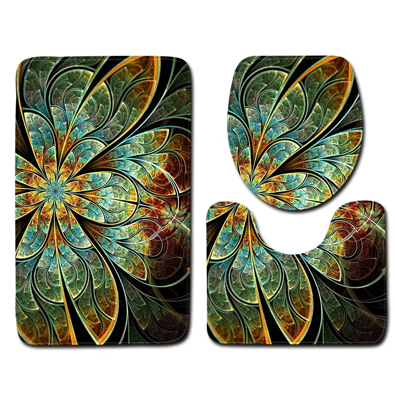 C039 Zeegle 3pcs Bathroom Mat Set Anti-slip Bathroom Floor Mats Lid Toilet Cover Microfiber Bath Mat Bathroom Rug and Toilet Mat Sets - Цвет: C039