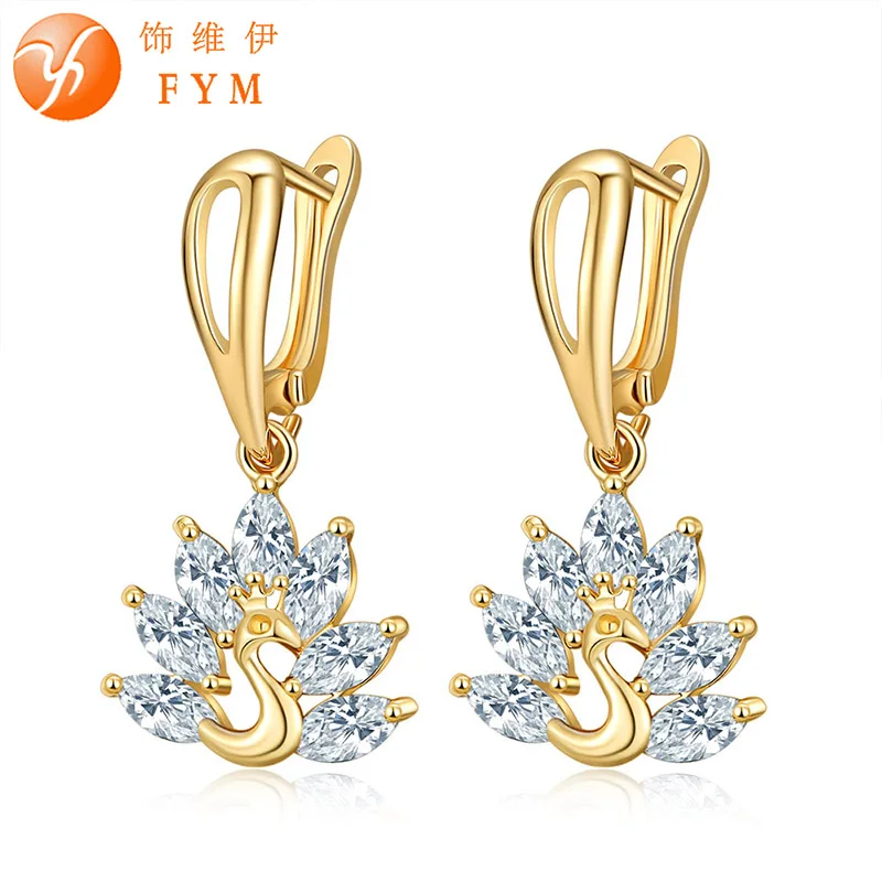

FYM 2016 Прекрасная Мода Роскошный Круглый Кристалл Мотаться Серьги AAA CZ Diamond Ухо Ювелирные Изделия Мотаться Серьги для Женщин Свадьба ER0113