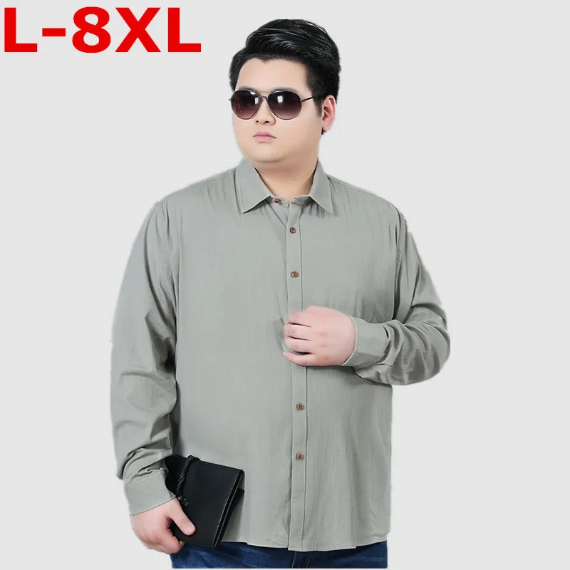 Мужская Повседневная рубашка размера плюс 8XL 7XL 6XL Весенняя брендовая одежда