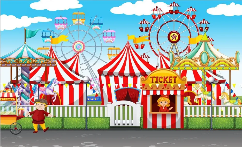 Карусель фото фон виниловая ткань Высокое качество компьютерная печать карнавал