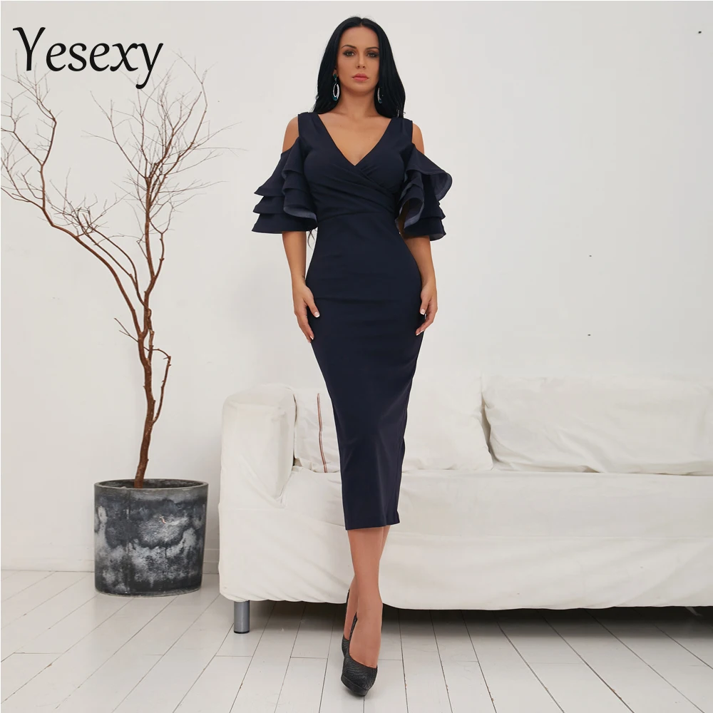 Yesexy 2020 Vestidos Verano сексуальное платье с открытыми плечами глубоким v образным