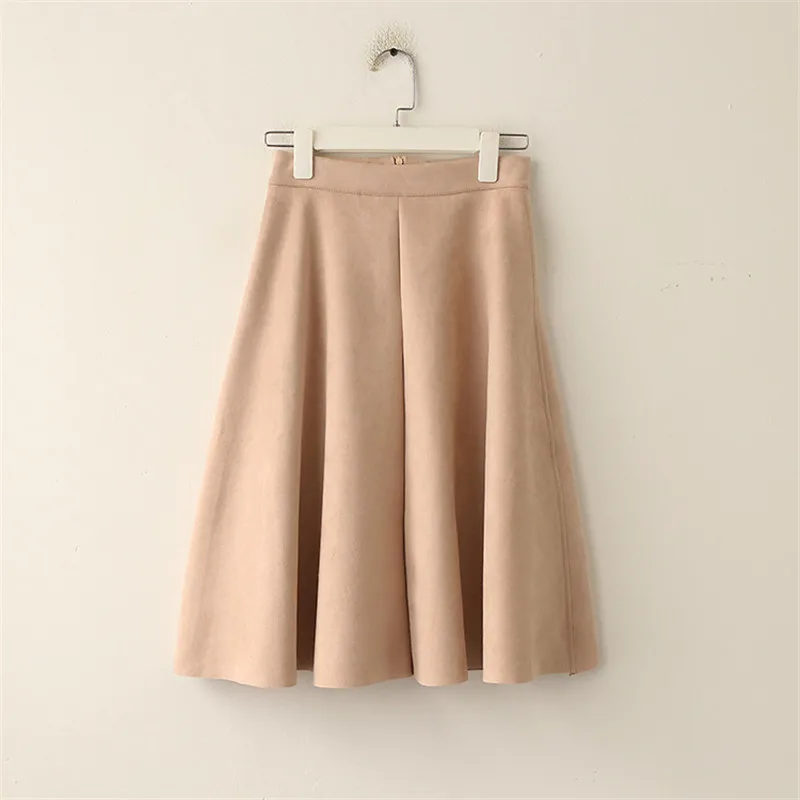 Для женщин Suede A-Line Skirt 2018 Новая европейская мода молнии Винтаж юбки Повседневное