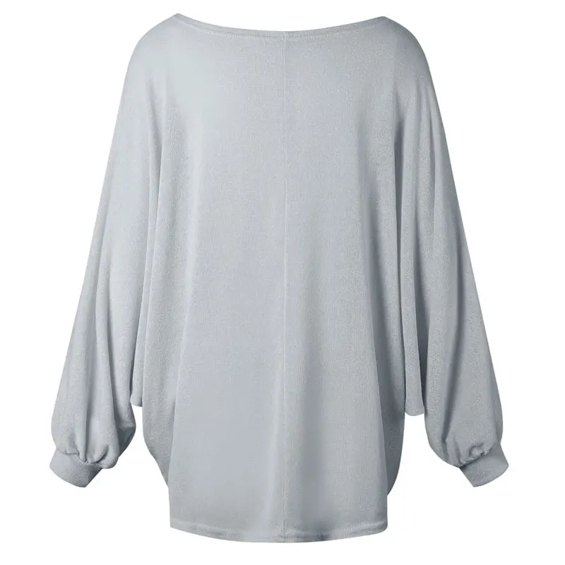 Ebizza Casual Long Batwing Sleeve Sweater Women O Neck Cotton Knitted Loose Pullover Autumn Solid Color Thick Outwear | Женская одежда