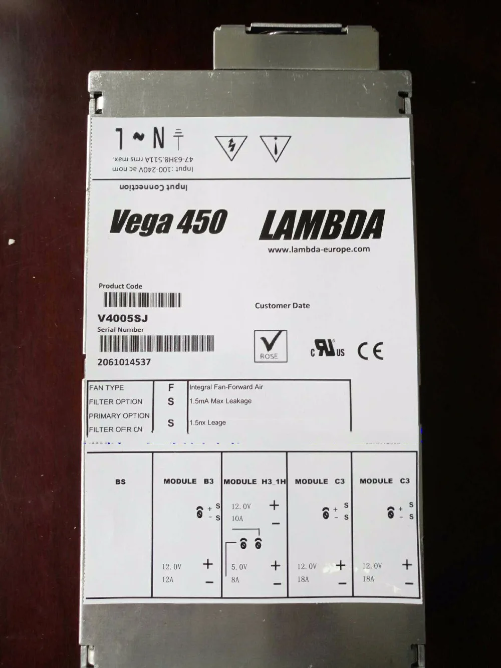 Электропитание LAMBDA Medical CT Vega 450 |