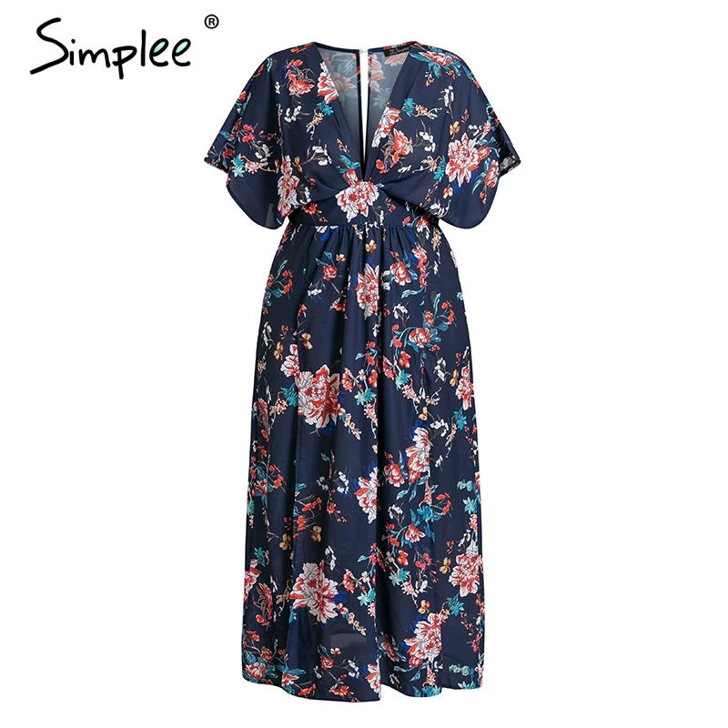 Simplee богемное платье с цветочным принтом размера плюс женское праздничное v