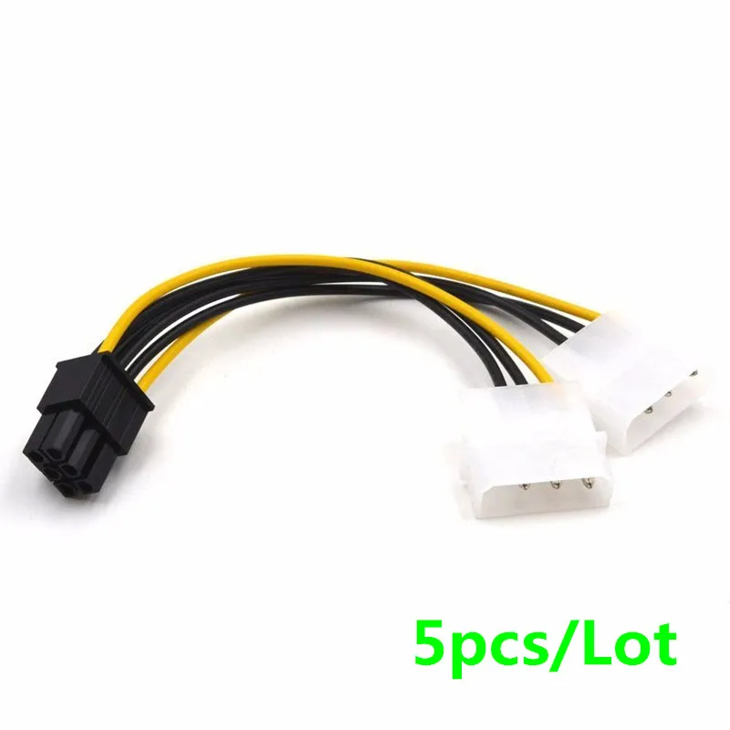 5 шт. 6 дюймов 2 x Molex 4 контактный до PCI Express Видеокарта Pci e ATX PSU кабель