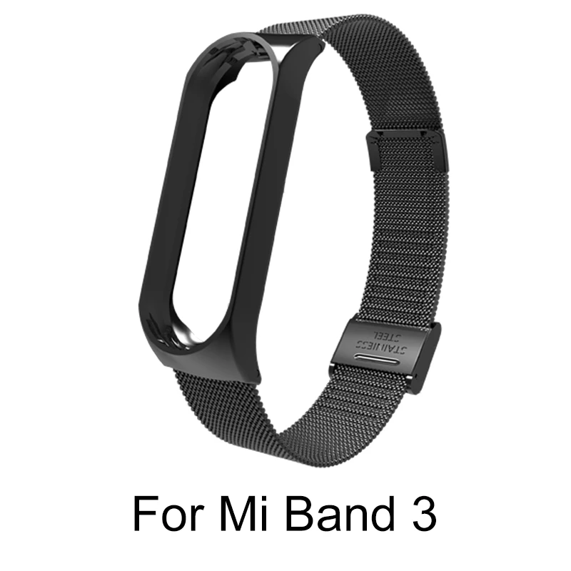 Mi 3 Black Buckle Для Xiaomi mi band 4 металлический ремешок из нержавеющей стали для mi Band 4 ремешок с пряжкой для Xiaomi mi Band 3 аксессуары браслет - Цвет: Mi 3 Black Buckle